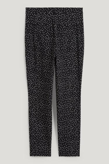 Dámské - Kalhoty - mid waist - slim fit - Flex - puntíkované - černá