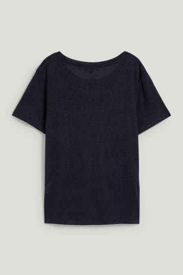 Dames - Linnen T-shirt - donkerblauw