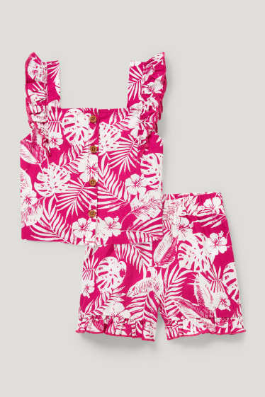 Toddler Girls - Set - top en korte broek - 2-delig - fuchsiarood