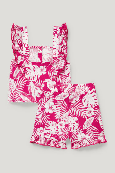 Toddler Girls - Set - top en korte broek - 2-delig - fuchsiarood