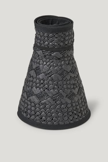 Femmes - Visière solaire en paille - noir