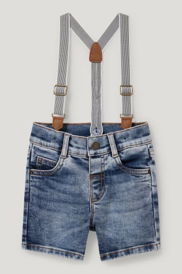 Baby Boys - Baby-Jeans-Shorts mit Hosenträgern - jeans-blau