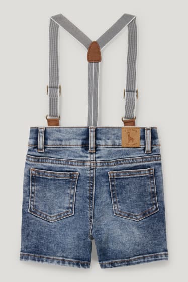 Baby Boys - Baby-Jeans-Shorts mit Hosenträgern - jeans-blau