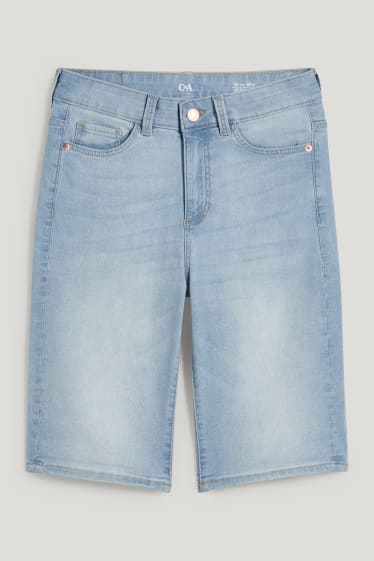 Damen - Jeans-Bermudas - Mid Waist - LYCRA® - jeans-hellblau