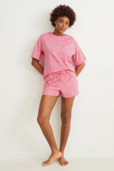 Donna - Pigiama con pantaloni corti - fantasia - fucsia