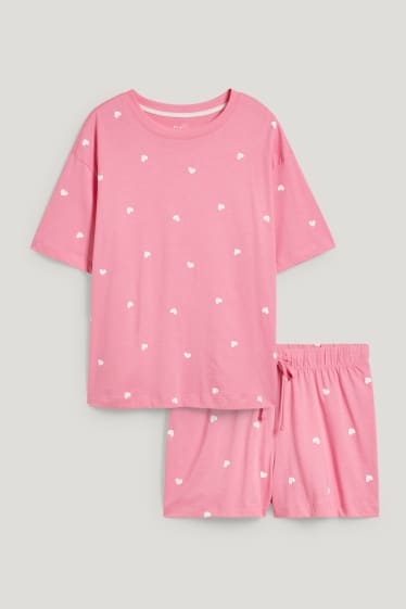 Donna - Pigiama con pantaloni corti - fantasia - fucsia