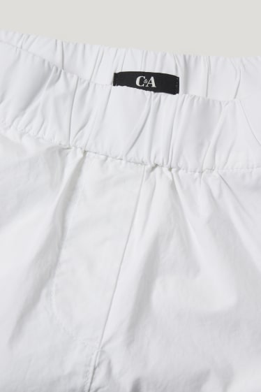 Women - Cargo trousers - mid-rise waist - tapered fit - white