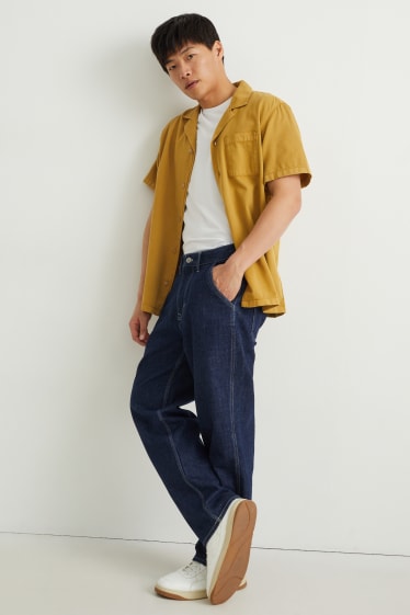 Pánské - Košile - regular fit - klopový límec - hořčicově žlutá