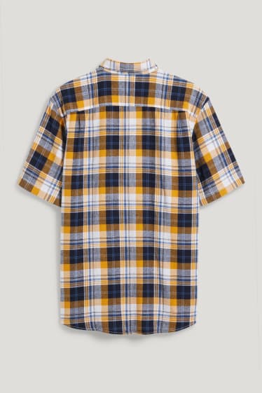 Pánské - Košile - regular fit - kent - kostkovaná - žlutá