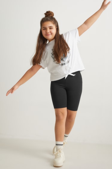 Kids Girls - Uitgebreide maten - set van 2 - fietsbroek - zwart