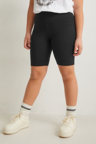Kids Girls - Uitgebreide maten - set van 2 - fietsbroek - zwart
