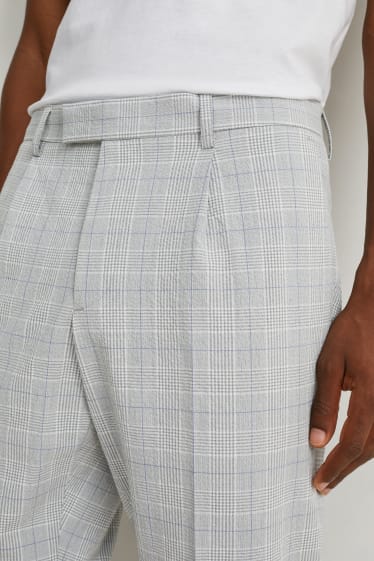 Hommes - Pantalon de costume - slim fit - à carreaux - gris