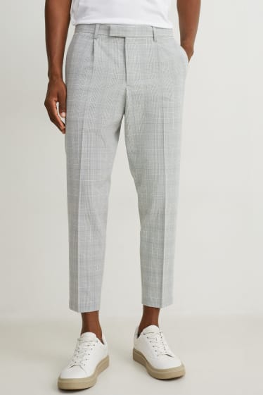 Hommes - Pantalon de costume - slim fit - à carreaux - gris