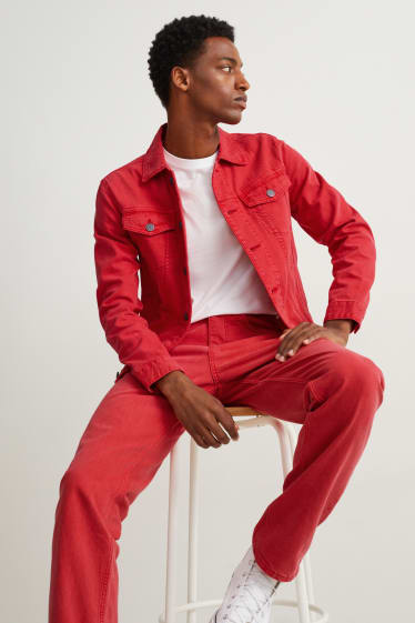 Hommes - Veste en jean - rouge