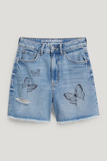 Clockhouse Girls - CLOCKHOUSE - pantaloni scurți de blugi - talie înaltă - denim-albastru