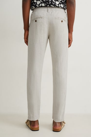 Bărbați - Chino - tapered fit - amestec de in - bej deschis