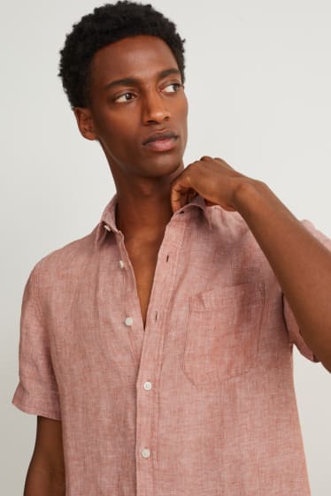 Uomo - Camicia in lino - regular fit - Kent - arancio scuro