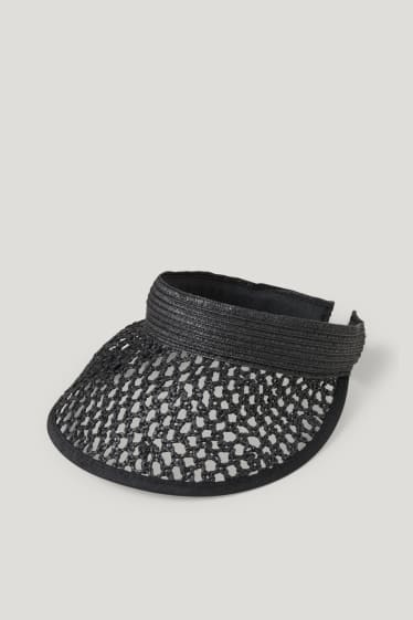 Femmes - Visière solaire en paille - noir