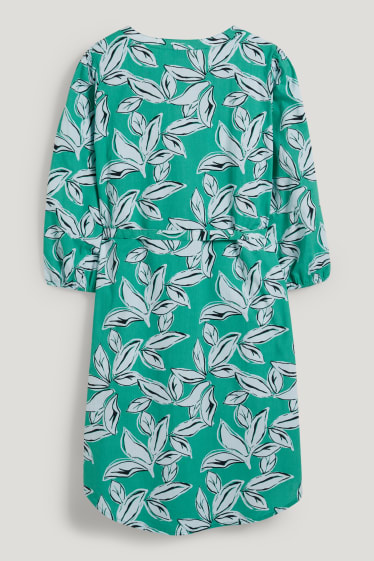 Dámské - Kojící halenkové šaty - se vzorem - zelená
