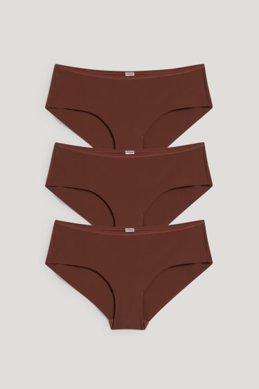 Dámské - Multipack 3 ks - kalhotky hipster - LYCRA® - tmavohnědá