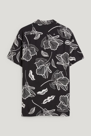 Pánské - Košile - slim fit - klopový límec - černá