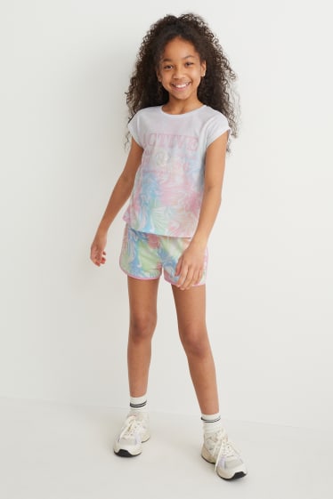 Kids Girls - Set van 2 - sweatshorts - lichtblauw