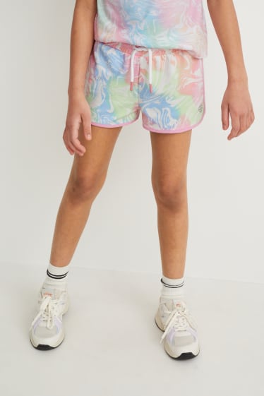 Kids Girls - Set van 2 - sweatshorts - lichtblauw
