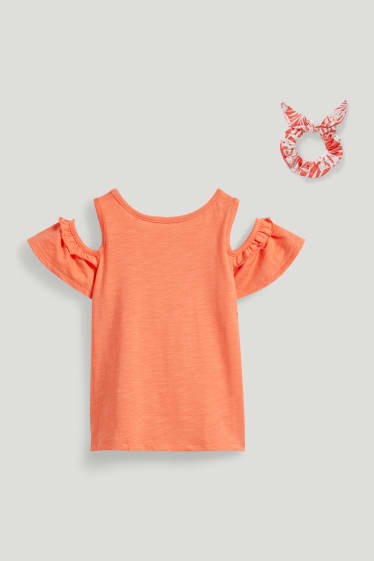 Toddler Girls - Set - Kurzarmshirt und Scrunchie - 2 teilig - orange