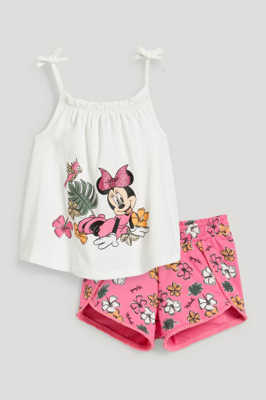 Toddler Girls - Minnie Mouse - set - topje en shorts - 2-delig - crème wit