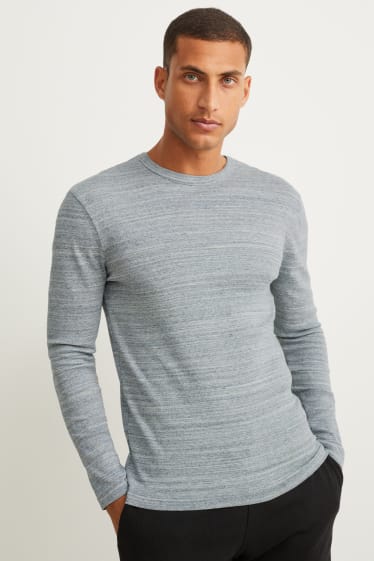 Herren - Langarmshirt - grau-melange