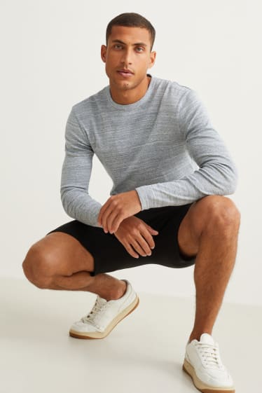 Herren - Langarmshirt - grau-melange