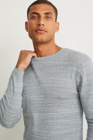 Herren - Langarmshirt - grau-melange