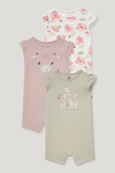 Baby Girls - Multipack of 3 - baby sleepsuit - rose