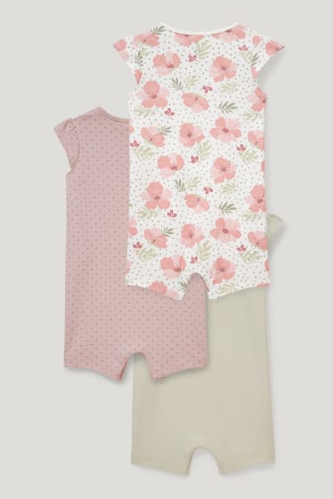 Baby Girls - Multipack of 3 - baby sleepsuit - rose