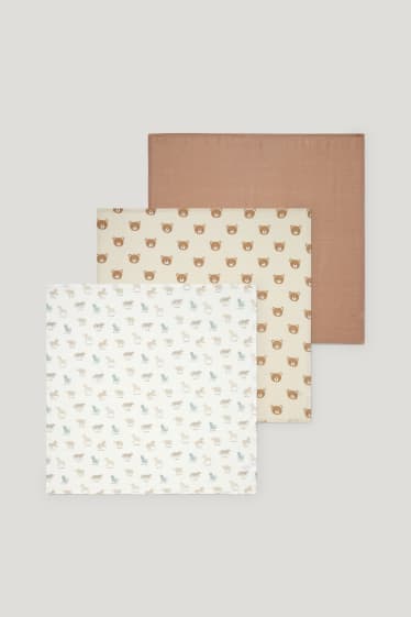 Baby Girls - Confezione da 3 - telo in mussola neonati - beige chiaro
