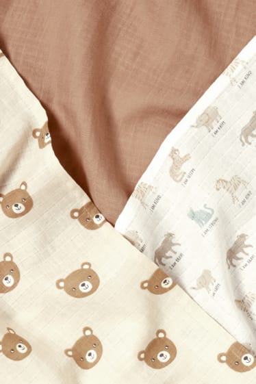 Baby Girls - Confezione da 3 - telo in mussola neonati - beige chiaro