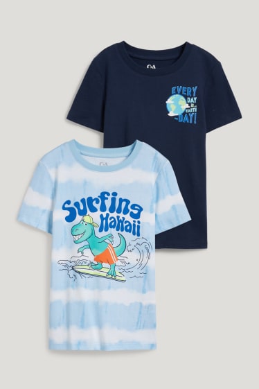 Exclusief online - Set van 2 - T-shirt - donkerblauw