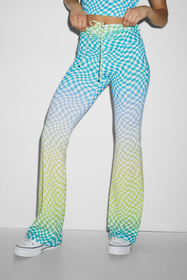 Exclusief online - CLOCKHOUSE - jersey-broek - comfort fit - geruit - lichtgroen
