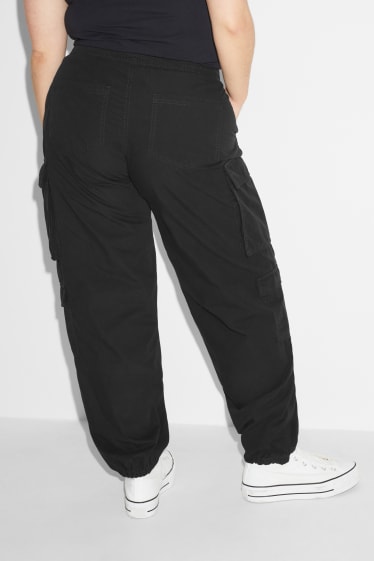 Clockhouse femme - CLOCKHOUSE - pantalon cargo - mid waist - relaxed fit - noir