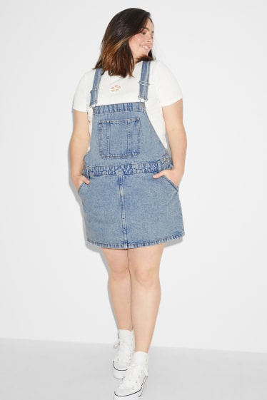 Femei XL - CLOCKHOUSE - rochie-salopetă din denim - denim-albastru deschis