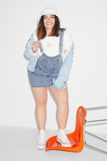 Femei XL - CLOCKHOUSE - rochie-salopetă din denim - denim-albastru deschis