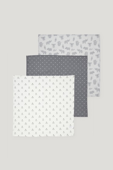 Baby Girls - Confezione da 3 - telo in mussola neonati - grigio