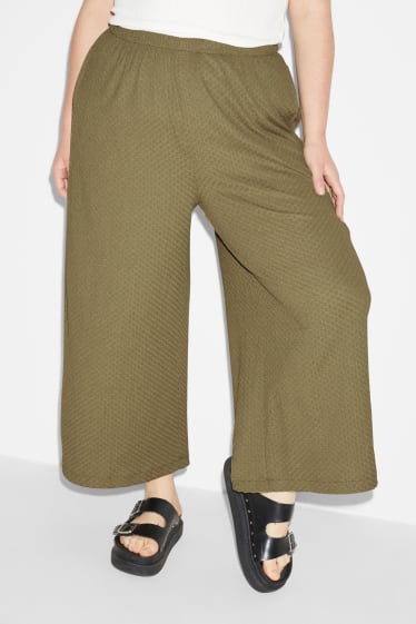 Dámské XL - CLOCKHOUSE - kalhoty culotte - mid waist - světle zelená