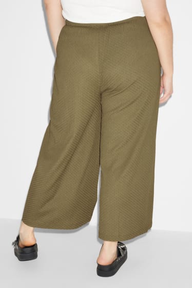 Dámské XL - CLOCKHOUSE - kalhoty culotte - mid waist - světle zelená