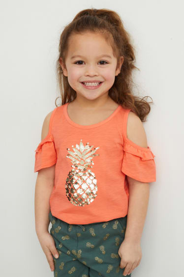 Toddler Girls - Set - Kurzarmshirt und Scrunchie - 2 teilig - orange