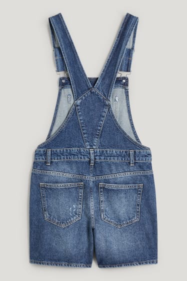 Clockhouse Girls - CLOCKHOUSE - pantaloni scurți-salopetă denim - denim-albastru