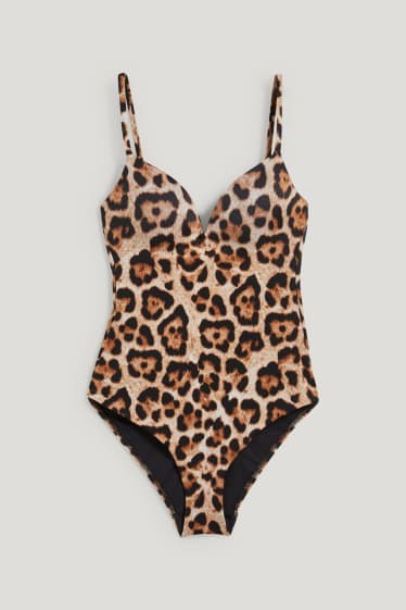 Dona - Banyador - enconxat - LYCRA® XTRA LIFE™ - estampat - negre/beix