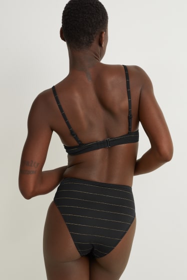 Femei - Chiloți bikini - talie înaltă - LYCRA® XTRA LIFE™ - cu dungi - negru