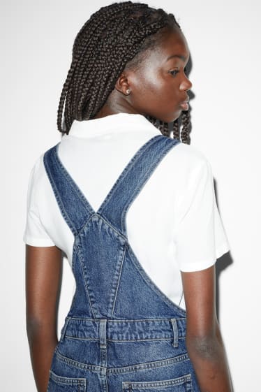 Clockhouse Girls - CLOCKHOUSE - pantaloni scurți-salopetă denim - denim-albastru