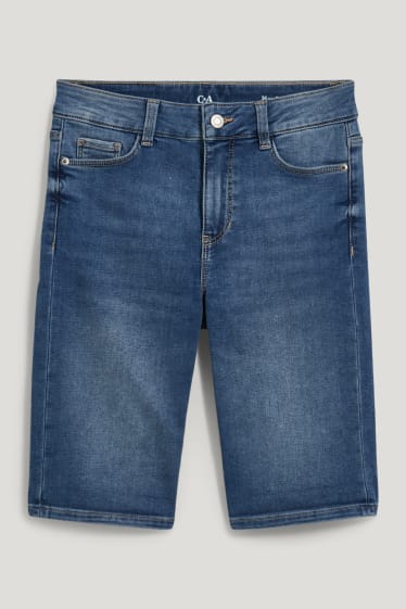 Dámské - Džínové bermudy - mid waist - jog denim - LYCRA® - džíny - modré